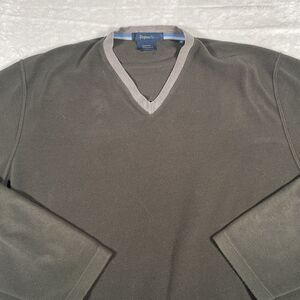 Zegna S Sport Fleece Pullover Men's Sweater Sz XL Long Sleeve V‎ Neck Brown